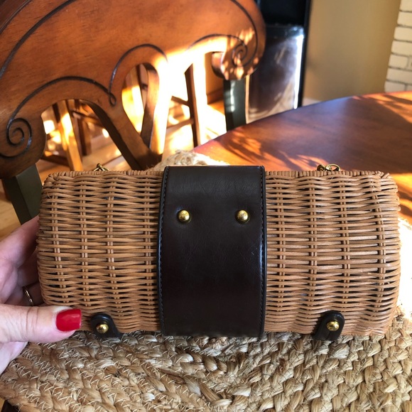 Brown Leather and Straw Clutch/Handbag - Picture 2 of 12